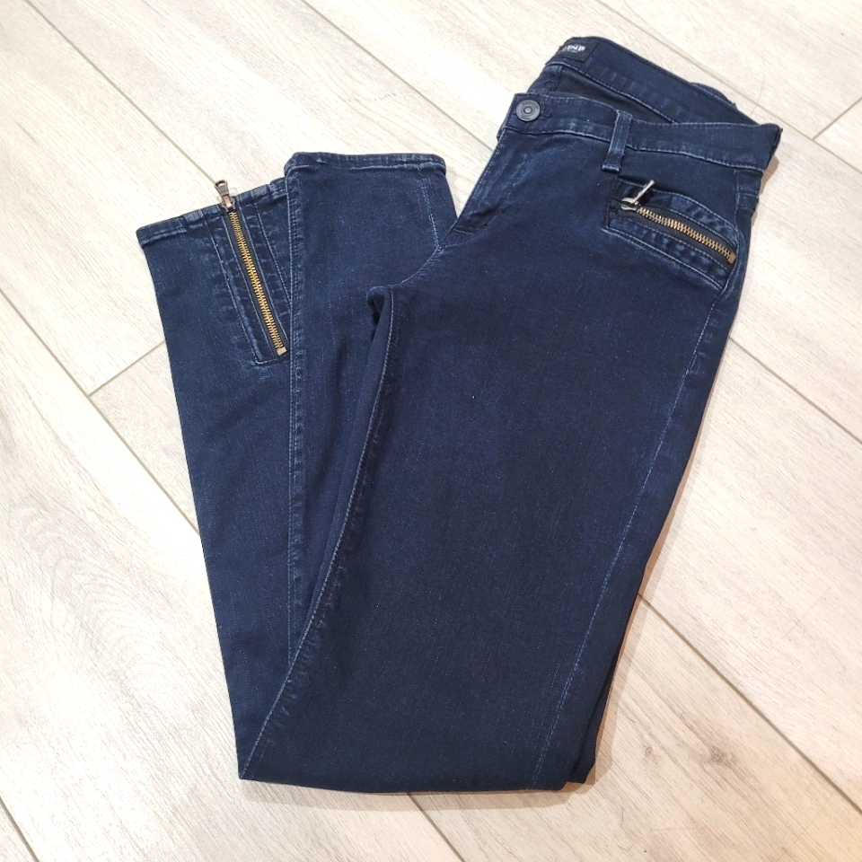 Hudson Women's Chimera Zipper Skinny Jeans Low Rise Dark Wash Denim Blue 26